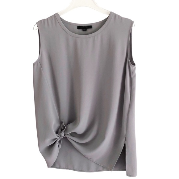 All Saints Heny Top Gray Left Knot Detail Size 2 - Picture 3 of 16